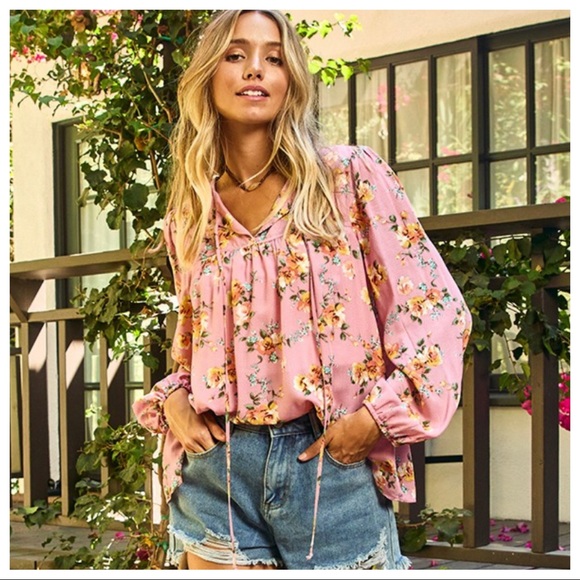 #13 Boho Chic Lindsey Flowy Floral Top - Picture 4 of 6